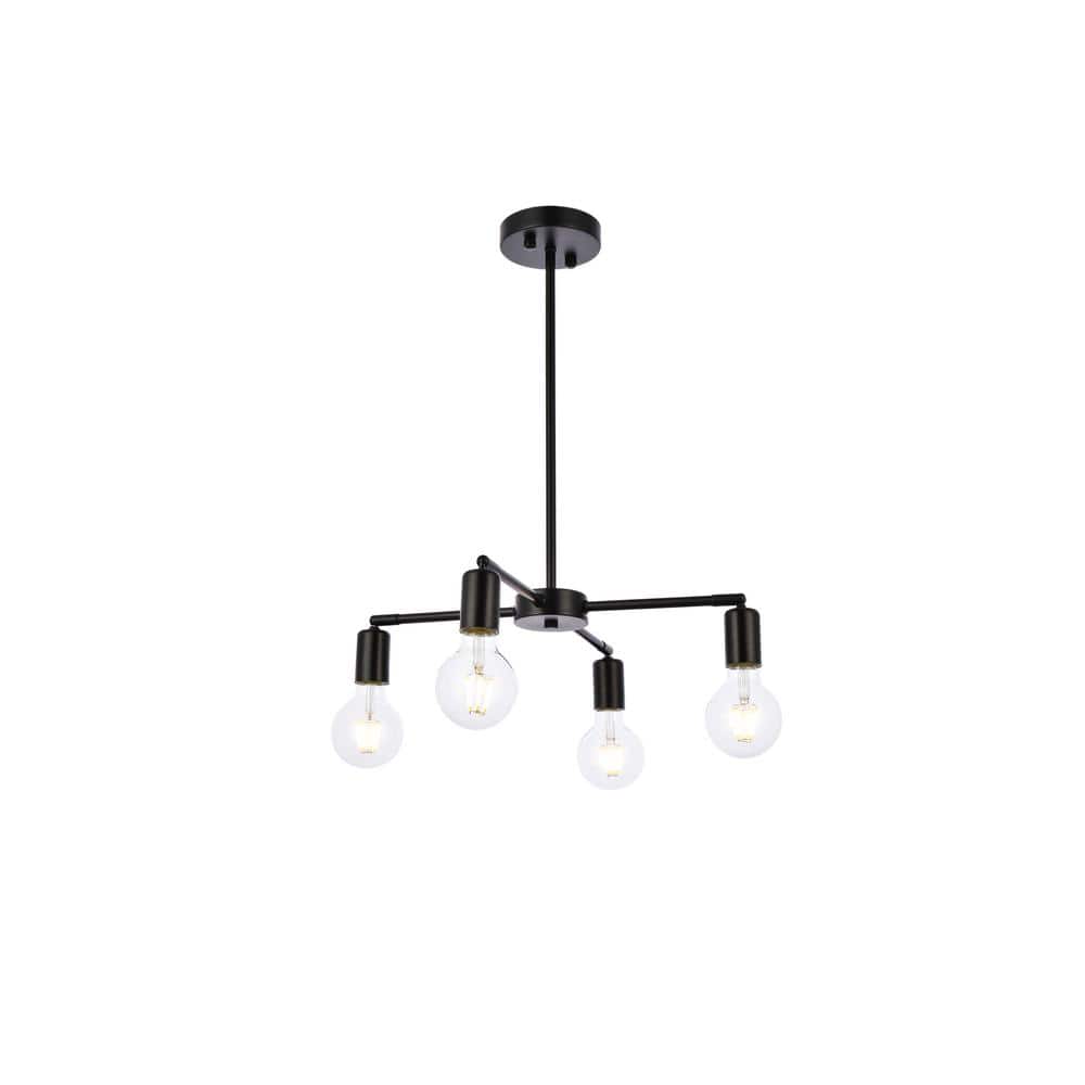 Home Living 40-Watt 4-Light Black Pendant Light with No Shade, No Bulbs Inc