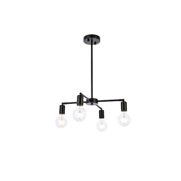 Unbranded Home Living 40-Watt 4-Light Black Pendant Light with No Shade, No Bulbs Included