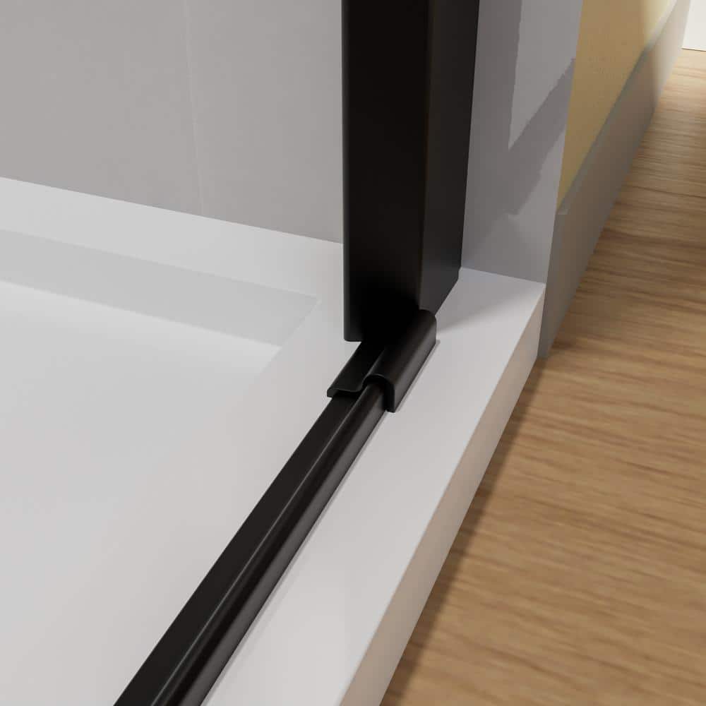 36" x 72" Frameless Black Pivot Shower Door with Clear Glass