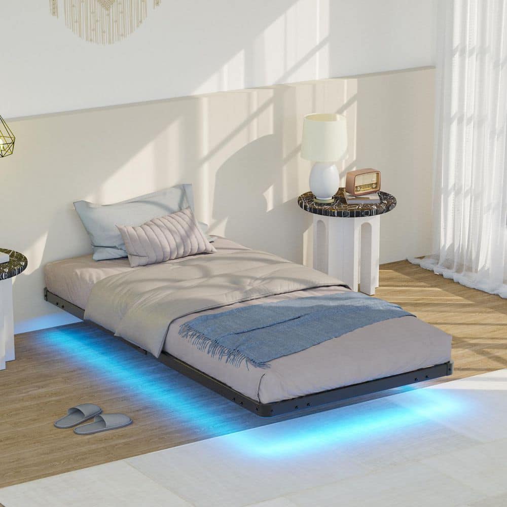 7.7 in. Black LED Floating Bed Frame Twin Platform Bed price history on PriceWatchPro