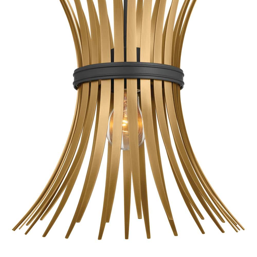 Baile Mini Pendant in Black with Natural Brass Accents and Glass Shade