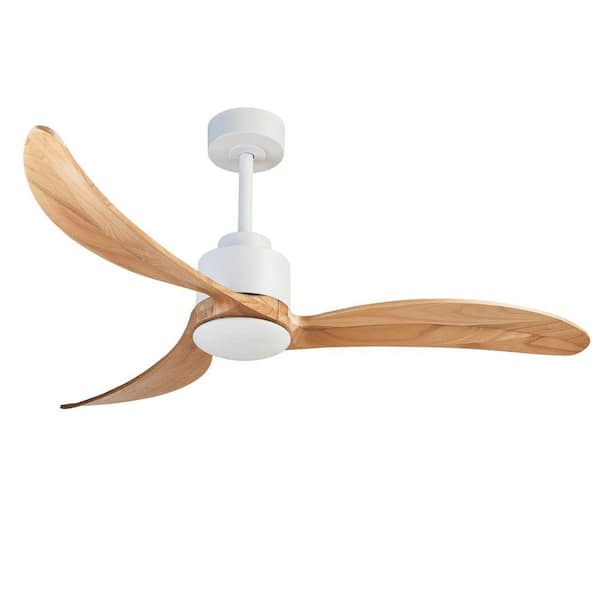 52" Ceiling Fan with Dimmable LED Light, Remote, Quiet DC Motor, 6-Speed, 3-Rod Adjustable, Reversible, White + Natural