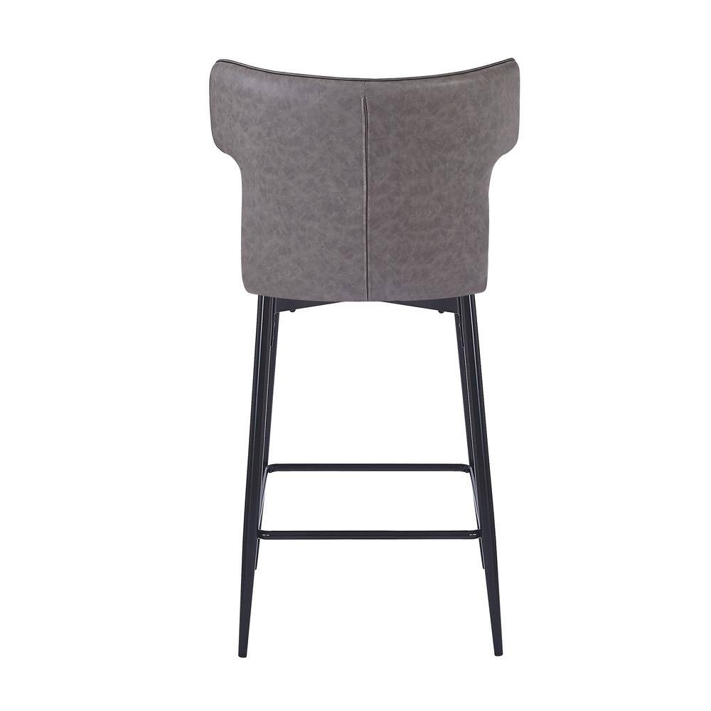 Gray Faux Leather and Iron Frame Counter Stool with Footrest