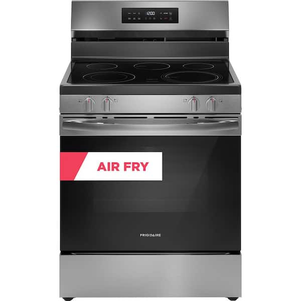 30 in. 5.3 cu. ft. 5 Burner Element Freestanding Self-Cleaning Electric Range in Stainless Steel with Air Fry