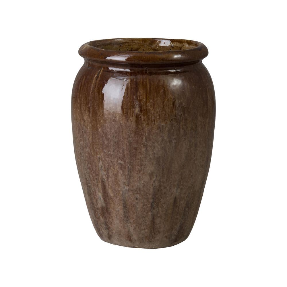 Convex 14.5 in. Variegated Olive Ceramic Round Planter (14.5 in. D x 21 in. H) High-Fire Treatment with Drainage Hole price history on PriceWatchPro