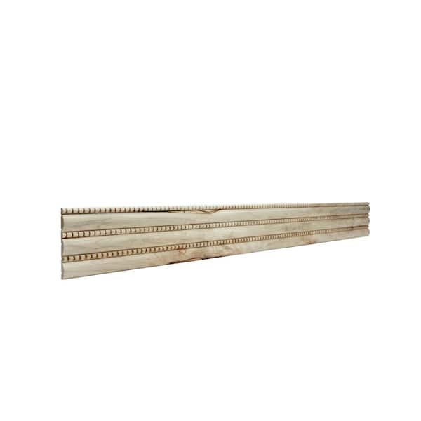 Ornamental Mouldings 0.4375 in. D x 5 in. W x 47.5 in. L Unfinished Ambrosia Maple Wood Large and Small Reed with Bead Panel Moulding
