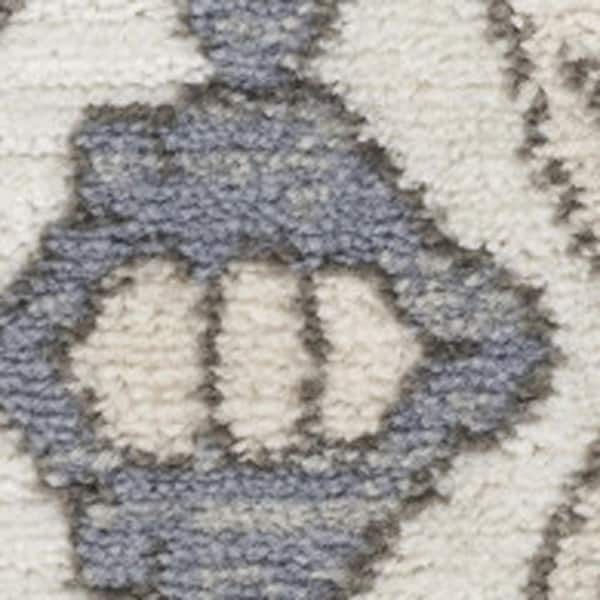 2 ft. x 8 ft. White Medallion Washable Area Rug