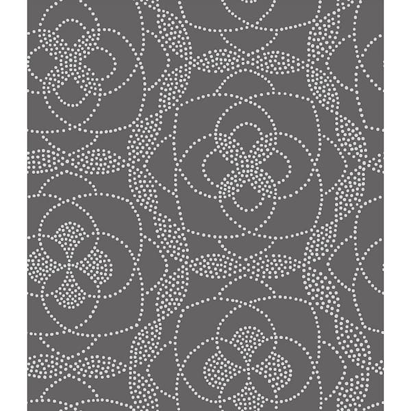A-Street Prints Cosmos Charcoal Dot Charcoal Wallpaper Sample