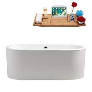 66.9 in. Cast Iron Flatbottom Non-Whirlpool Bathtub in Glossy White with Polished Chrome Drain