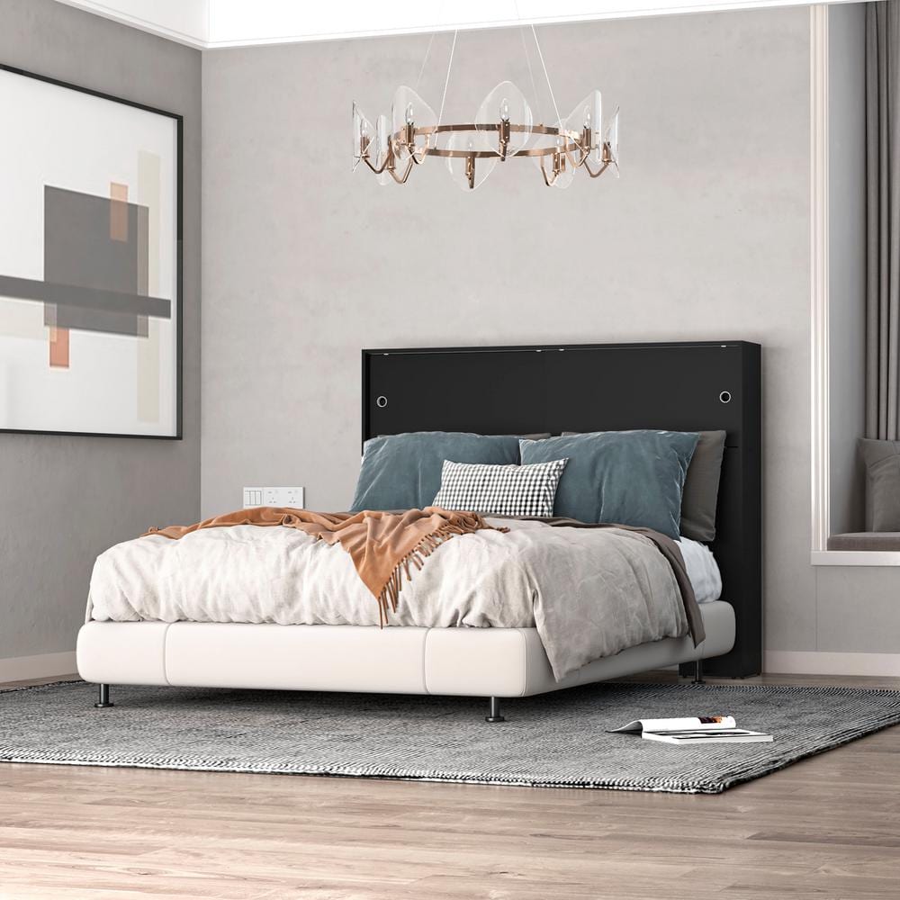 Polifurniture Victoria Black Full-Size Storage Headboard 402301880002 ...