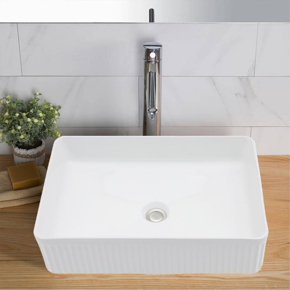 19.63" x 13.69" White Ceramic Rectangular Vessel Sink
