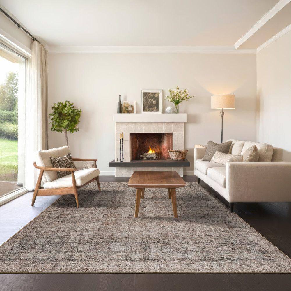 Delphi Dark Beige Rectangular Synthetic Area Rug, 6' 7" x 9'