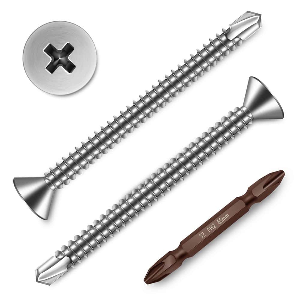 MYWISH #8 x 2 in. Silver 410 Stainless Steel Phillips Flat Head