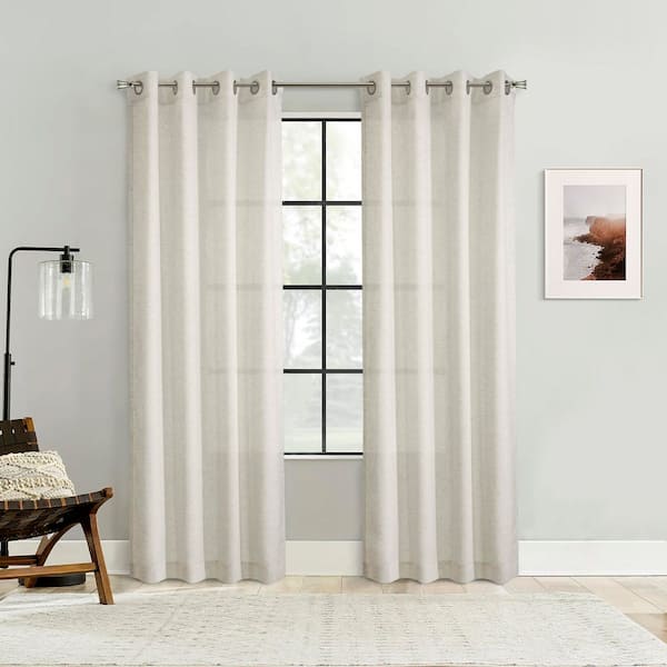 Samuelson Linen Polyester Faux Linen 52 in. W x 84 in. L Grommet Indoor Light Filtering Curtain (Single Panel)