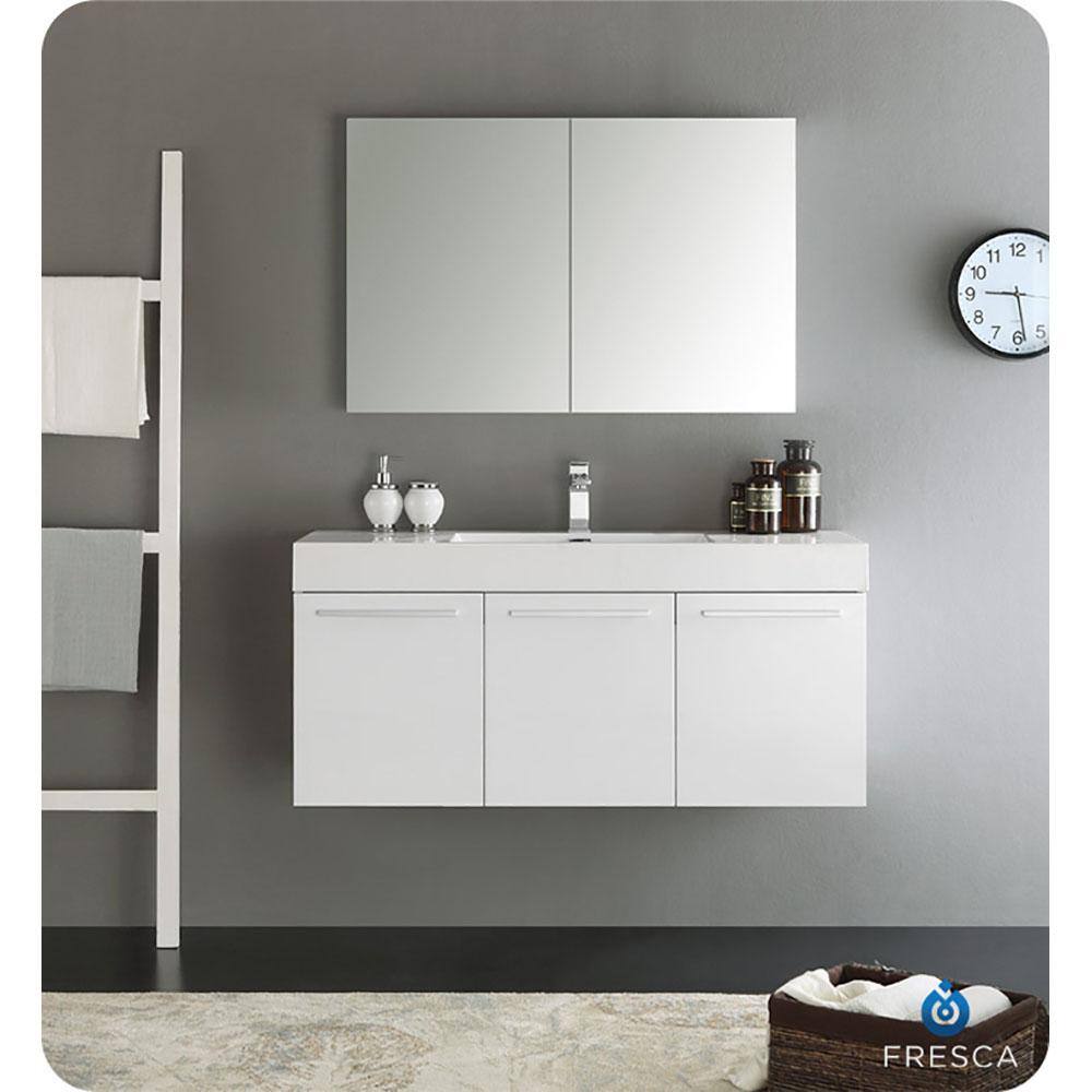 Vista 47" Glossy White Wall-Mount Bathroom Vanity