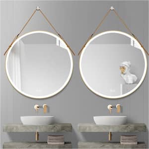 32 in. W x 32 in. H Round Metal Framed Dimmable Anti-Fog Wall-Mount Bathroom Vanity Mirror in Gold
