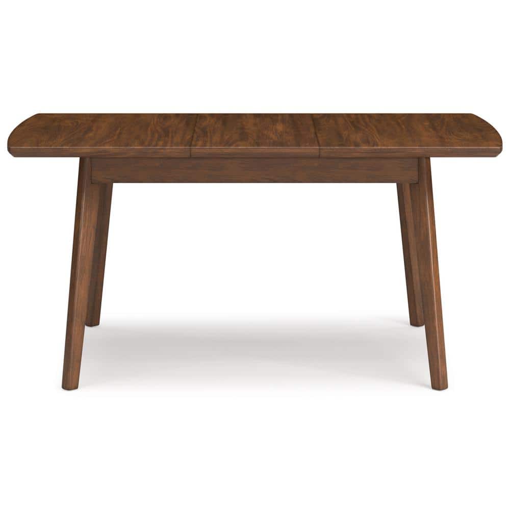 Mid-Century Modern Brown Wood Extendable Dining Table