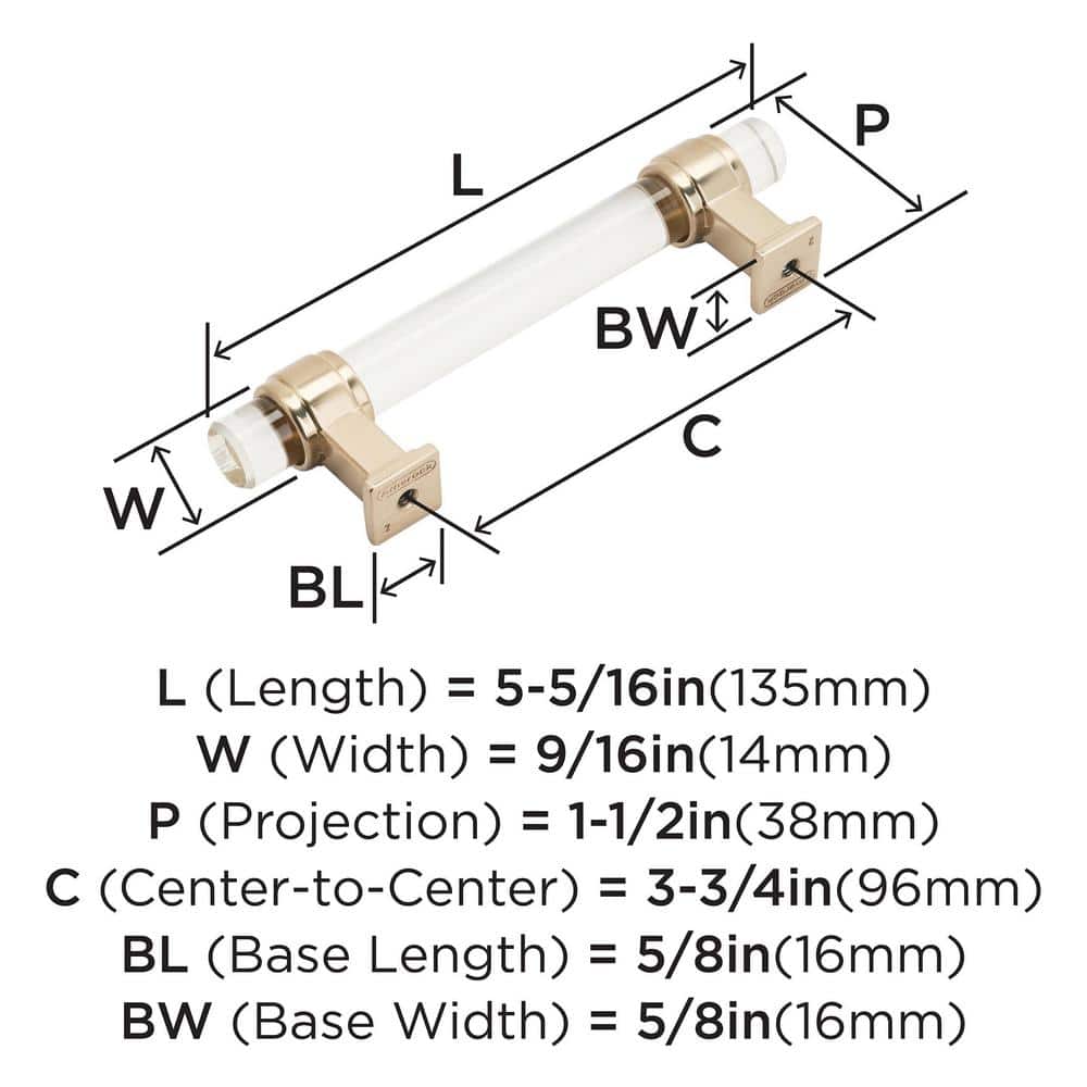 Clear and Champagne Bronze 3-3/4 Inch Bar Cabinet Pull