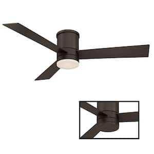 Axis 52 in. Smart Indoor/Outdoor 3-Blade Flush Mount Ceiling Fan Bronze 3000K LED with Remote Control