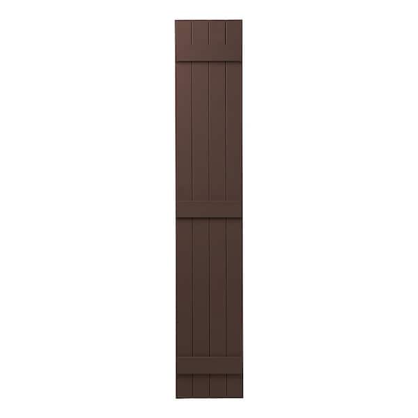 Ply Gem 15 in. x 81 in. Polypropylene 4 Board Closed Board and Batten Shutter Pair in Terra Brown