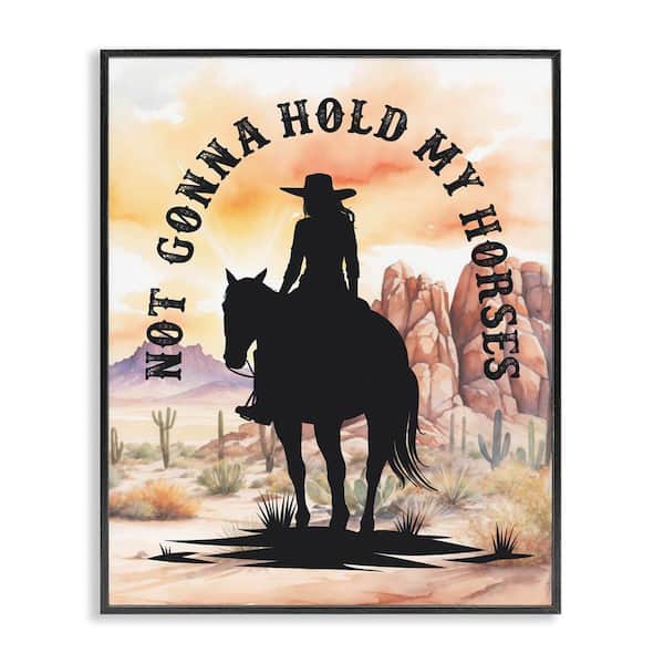 Stupell Industries Not Gonna Hold My Horses by Lettered and Lined Black Framed People Giclee Art Print 30 in. x 24 in.