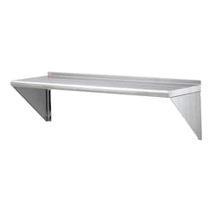 Stainless Steel Shelf 18 in.x 48 in. Wall Mounted Floating Shelving 400 lbs. Load Commercial Shelves Silver