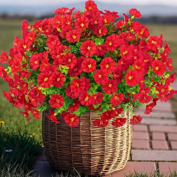 マイセン　スキャタードフラワー　プレート 幅24cm 東K7-1220② タニチ 24 Bundles 14.2 Inch Red Artificial Petunia Flowers for Outdoors