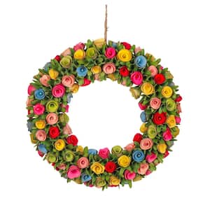 18 in. Bright Colors Spring Floral Artificial Wreath