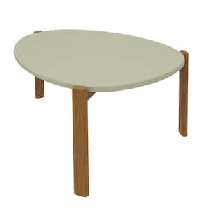 Gales 32.44 in. Pistachio Green Mid-Century Modern Round MDF Coffee Table with Solid Wood Legs