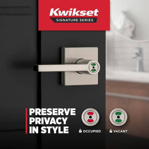 Kwikset Halifax Satin Nickel Bed/Bath Vacant Occupancy Door Handle