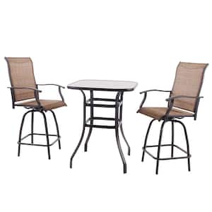 Outdoor Bar Height Bistro Set, 3-Piece Patio Set,1 Patio Table and Bar 2 Stool Chairs