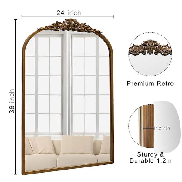 LuxHomez 23.6 in. W x 35.4 in. H Traditional Arch Antique Gold