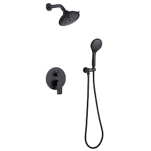 Double Handles 5-Spray Round Wall Mounted 1.8 GPM 6 in. Shower Faucet System in Matte Black