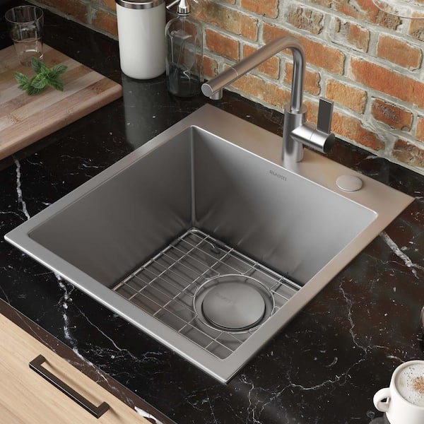 Tirana Pro 18 in. Drop-in Topmount Single Bowl 16-Gauge Stainless Steel Kitchen Sink with Rounded Corners