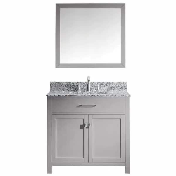 Virtu USA Caroline Madison 36 in. W x 22 in. D Bath Vanity in Cashmere Grey with Granite White Vanity Top and Square Sink