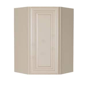 Princeton Assembled 24 in. x 36 in. x 12 in. Wall Diagonal Corner Cabinet with 2 Doors 2 Shelves in Creamy White Glazed