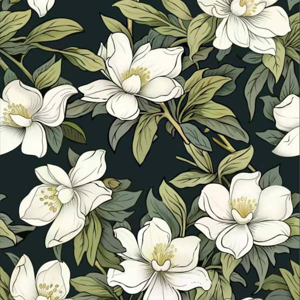 Vsmile White Flowers Vinyl Peel and Stick Wallpaper Roll, Water Resistant Wallpaper (2 Rolls / Covers 28.74 sq. ft.)