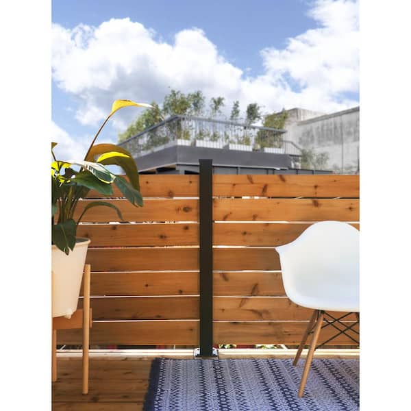 Line Post Kit - 44 in. x 3 in. x 3 in. Black Aluminum Railing Line Post and Hardware - Kit C4