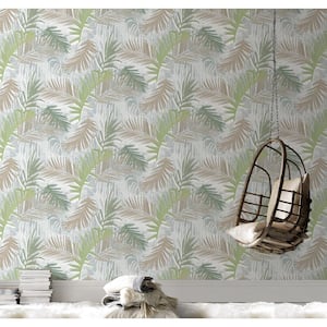 Jungle Glam Green/White/Taupe Wallpaper Sample