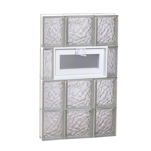 Clearly Secure 19.25 in. x 31 in. x 3.125 in. Frameless Ice Pattern Vented Glass Block Window