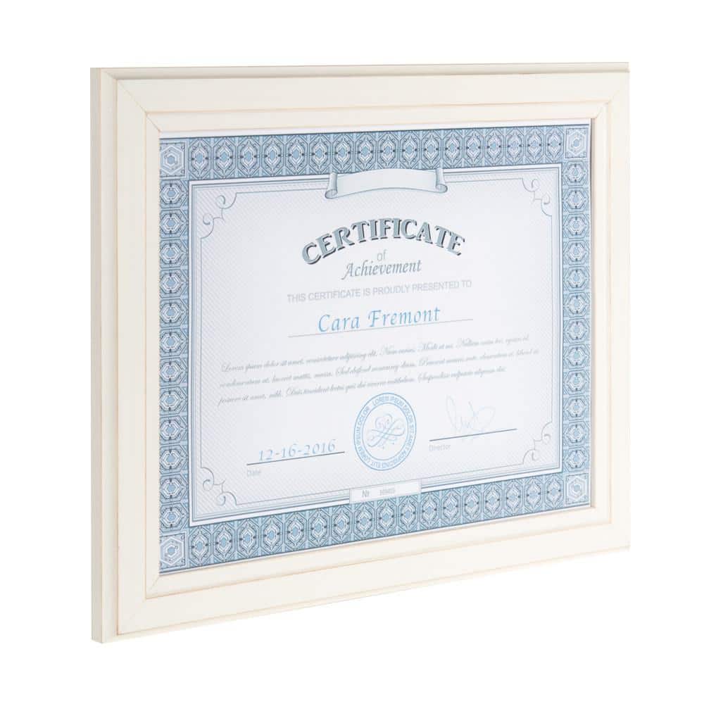 Distressed Soft White Solid Wood 8.5x11 Document Frame