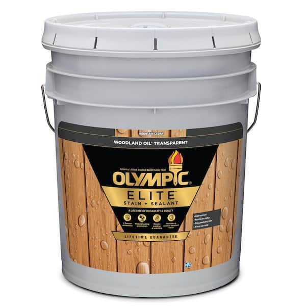 Olympic Elite 5 Gal. Mountain Cedar Woodland Oil Transparent Exterior Stain and Sealant in 1-Low VOC