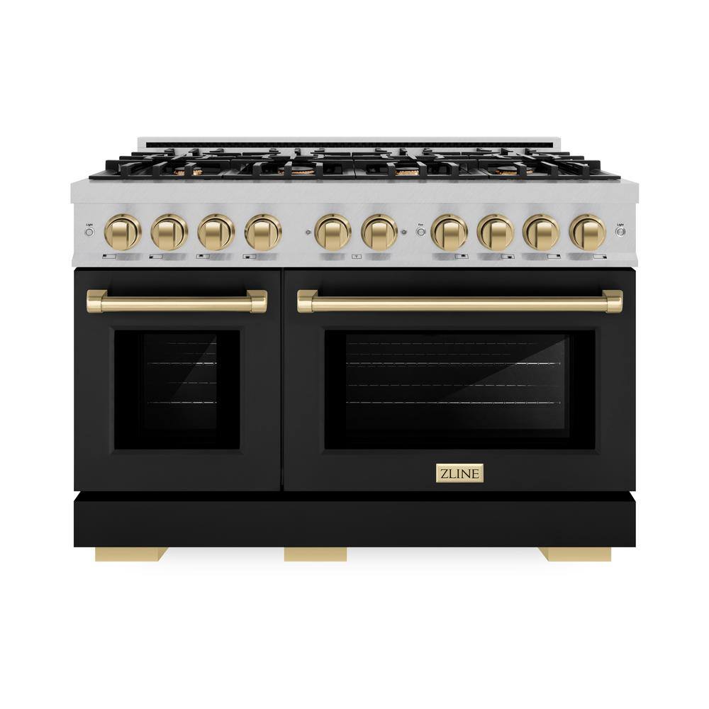 Autograph 48 in. Select Double Oven Gas Range with 8 Burners in Satin Steel with Black Doors and Bronze Accents price history on PriceWatchPro
