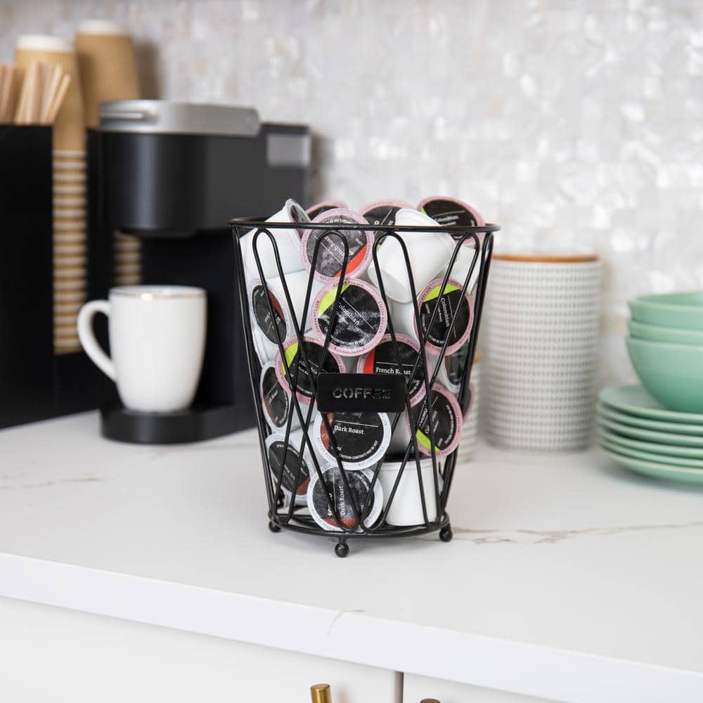 Matte Black Steel Coffee Pod Storage Basket