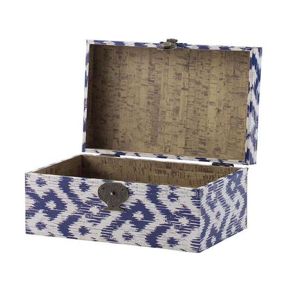 A & B Home 7.1 in. Blue, White Decorative Box AV44551-DS - The