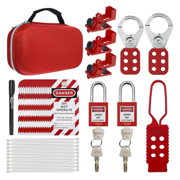34-Piece Industrial Lockout Tagout Kit with Safety Padlocks Hasps Tags Circuit Breaker Locks for OSHA Compliance
