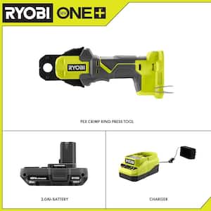 ONE+ 18V Cordless PEX Crimp Ring Press Tool and 2.0 Ah Compact Battery and Charger Starter Kit
