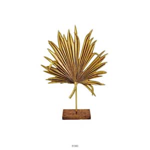 Menny Resin Copper Finish Palm Leaf Decorative Sculpture