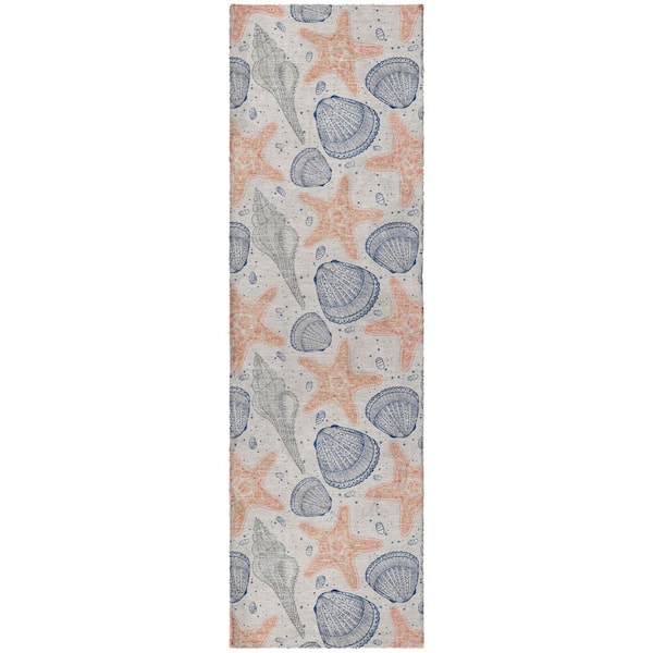 Dream Shag Premium Machine Washable Abstract ADS183 Peach 2 ft. x 7 ft. Runner Rug