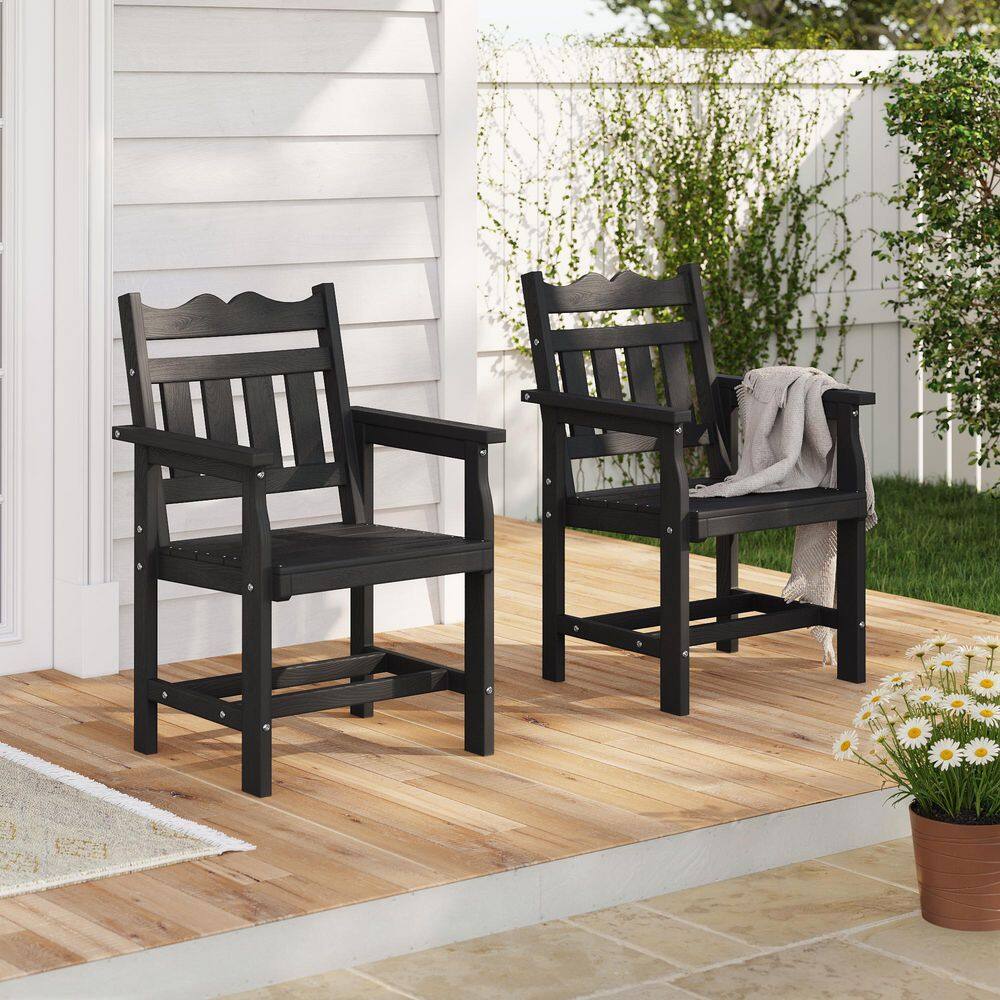 2-Piece Patio Dining Chairs HDPE Plastic Chairs, Weather-Resistant, Lightweight and Stackable, Black price history on PriceWatchPro